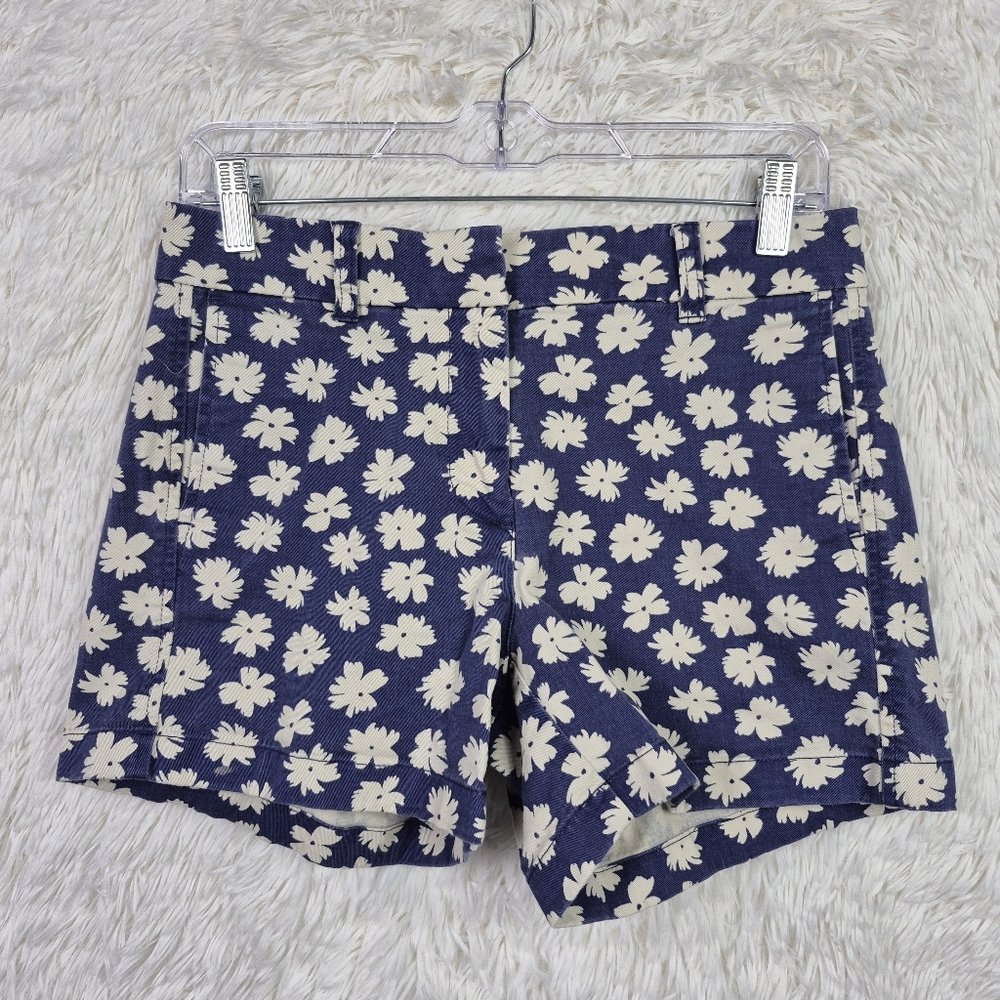 J Crew Womens Sz 2‎ Chino Shorts In Scattered Daisies Whimsical Preppy